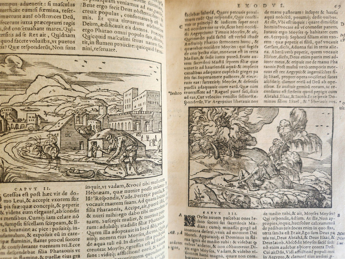 1558 BIBLE ILLUSTRATED antique VELLUM BINDING LATIN BIBLIA SACRA 16 century