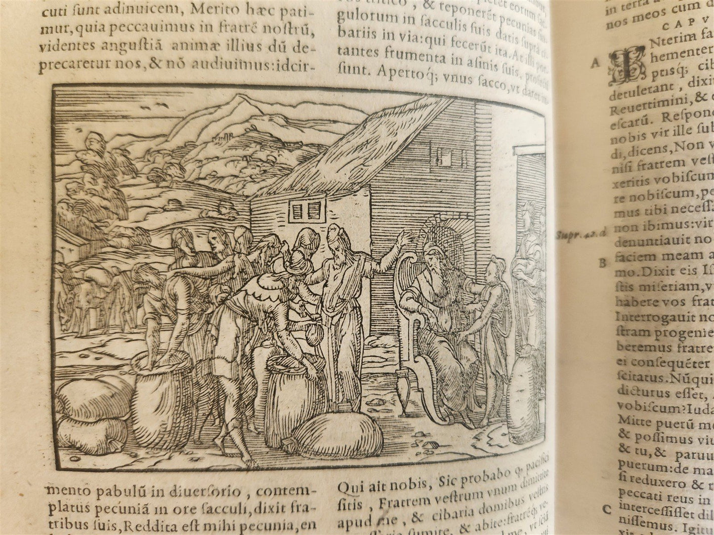 1558 BIBLE ILLUSTRATED antique VELLUM BINDING LATIN BIBLIA SACRA 16 century
