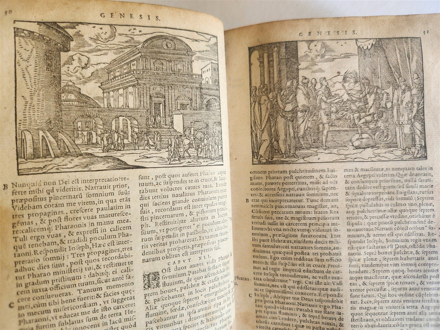1558 BIBLE ILLUSTRATED antique VELLUM BINDING LATIN BIBLIA SACRA 16 century
