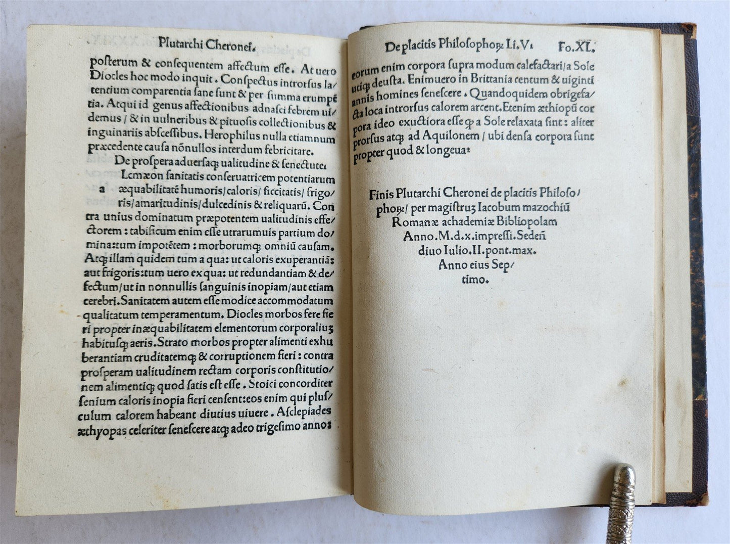 1510 POST-INCUNABULA Pseudo-Plutarch ANTIQUE De Placitis Philosophorum VERY RARE