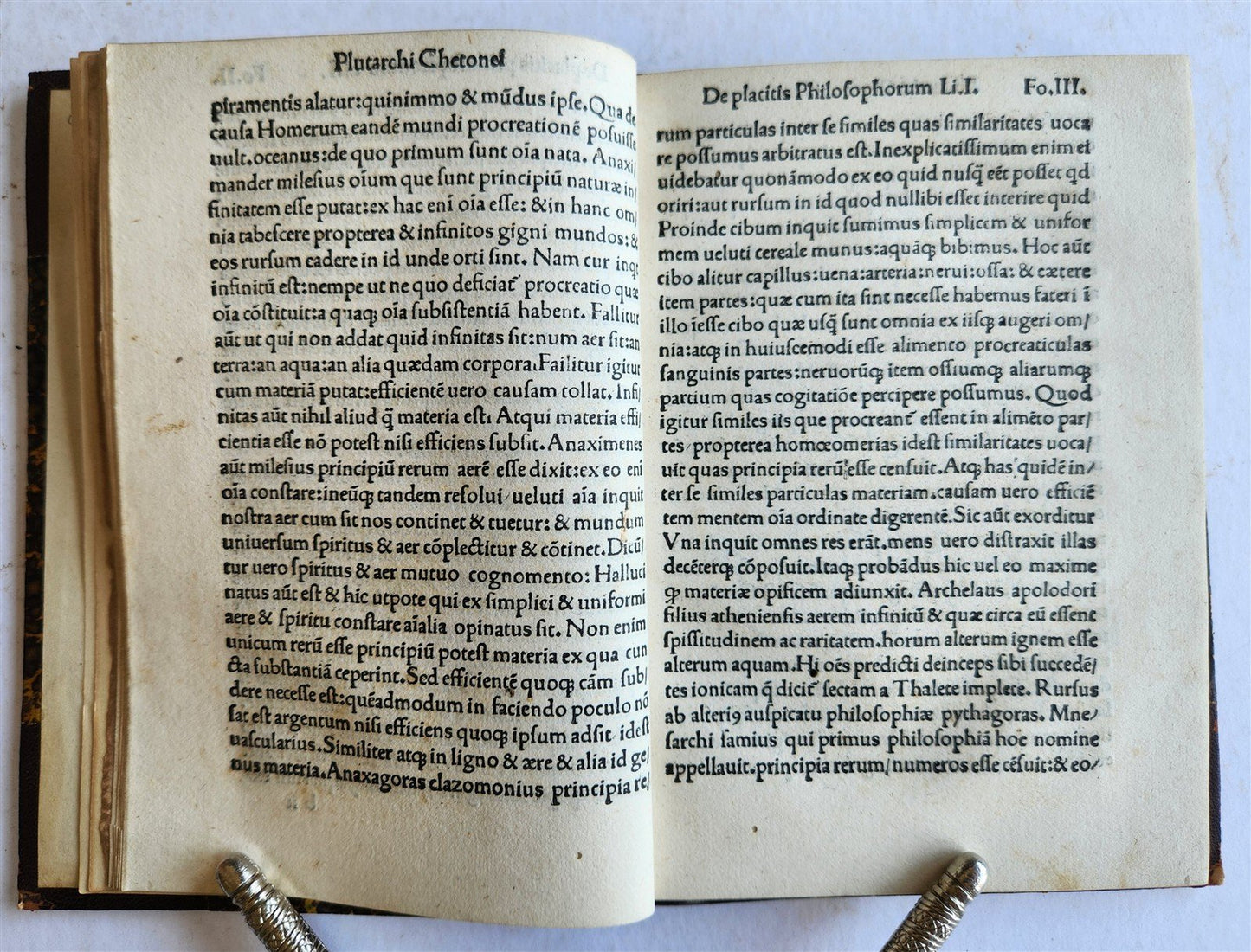 1510 POST-INCUNABULA Pseudo-Plutarch ANTIQUE De Placitis Philosophorum VERY RARE