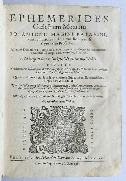1616 Ephemerides Coelestium Motuum ANTIQUE astronomy astrology Giovanni Magini
