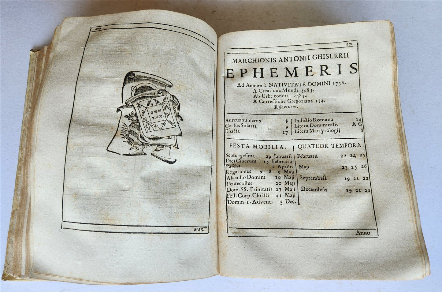1720 Ephemerides Motuum Coelestium ANTIQUE astronomy astrology Antonio Ghislieri