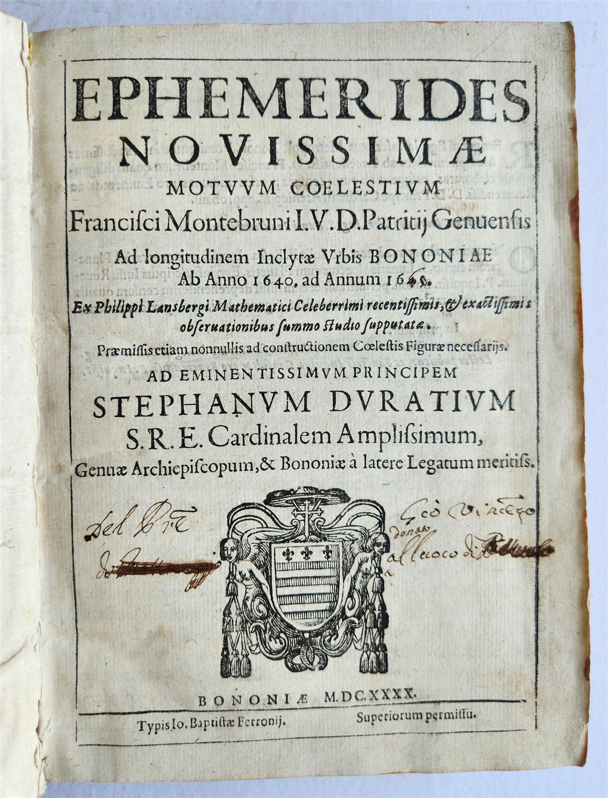 1640 Ephemerides Motuum Coelestium ANTIQUE astronomy astrology F.Montebruni