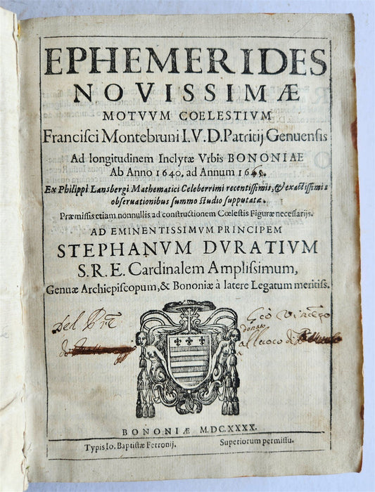 1640 Ephemerides Motuum Coelestium ANTIQUE astronomy astrology F.Montebruni