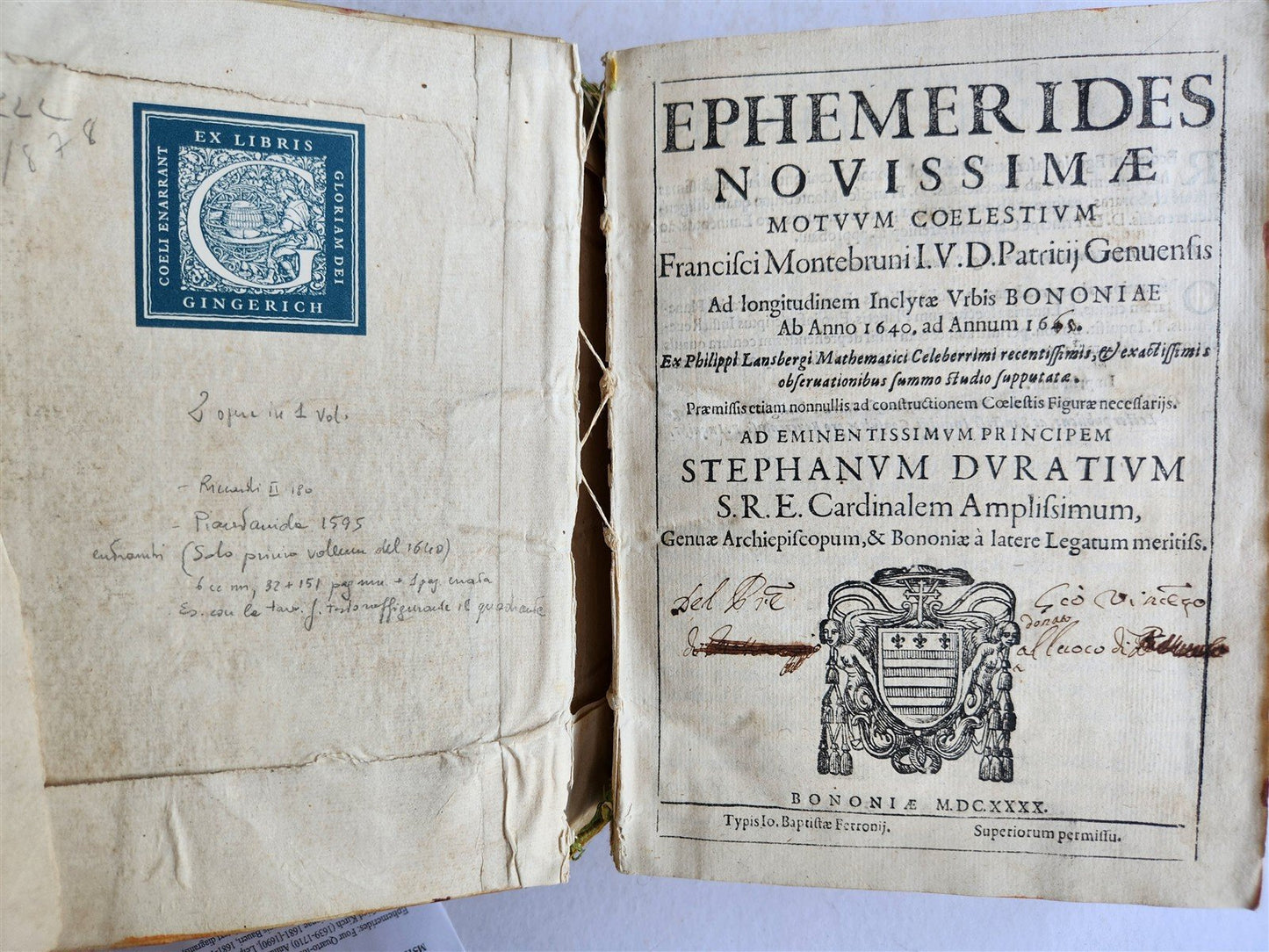 1640 Ephemerides Motuum Coelestium ANTIQUE astronomy astrology F.Montebruni