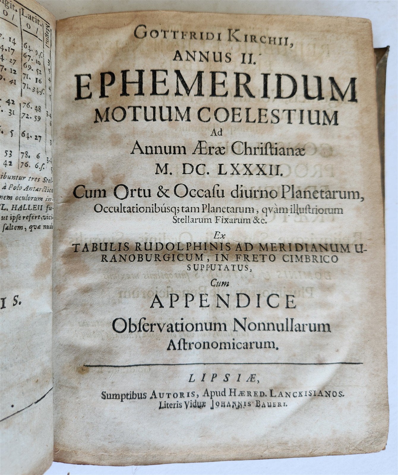 1681 Ephemeridum by Gottfried Kirch ANTIQUE astronomy astrology ILLUSTRATED