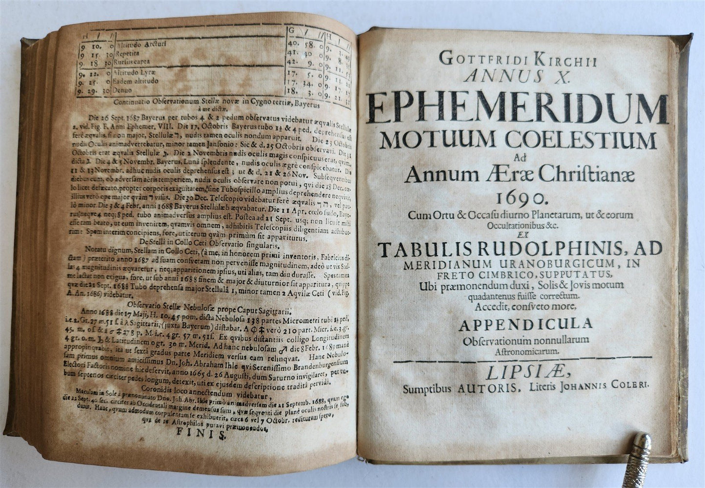 1681 Ephemeridum by Gottfried Kirch ANTIQUE astronomy astrology ILLUSTRATED