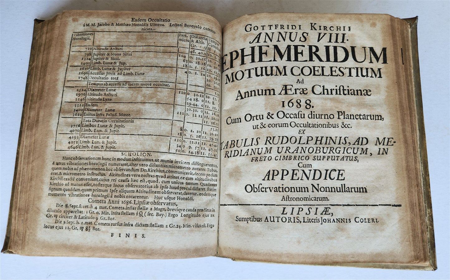 1681 Ephemeridum by Gottfried Kirch ANTIQUE astronomy astrology ILLUSTRATED