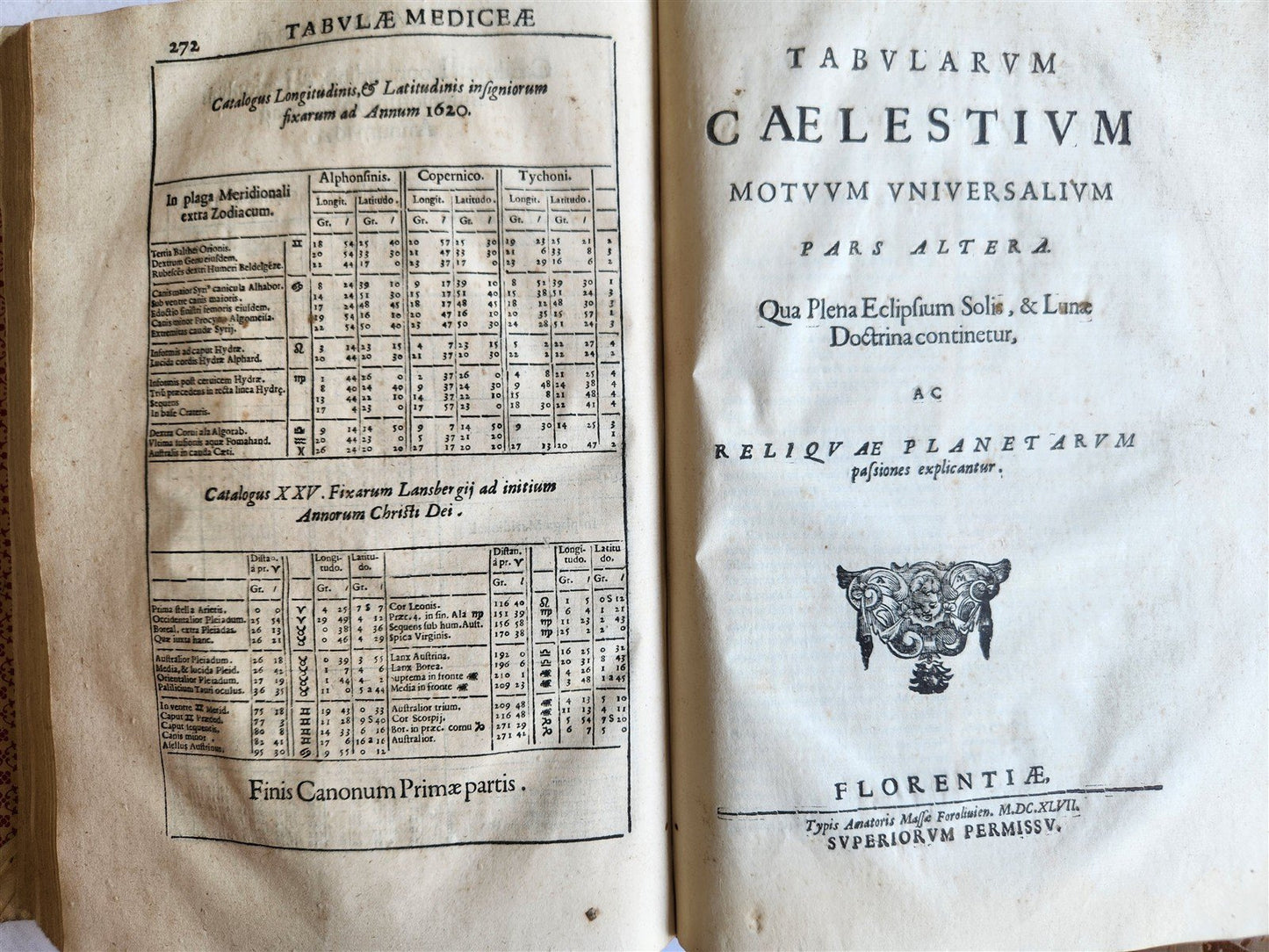 1647 Tabulae Motuum Caelestium Universalis V.Renieri ANTIQUE astronomy astrology