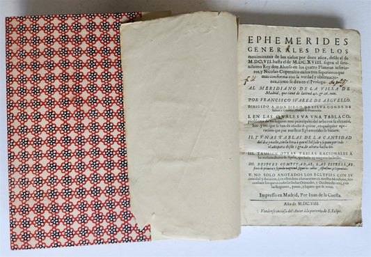 1608 Ephemerides in SPANISH Francisco de Arguello ANTIQUE astronomy astrology