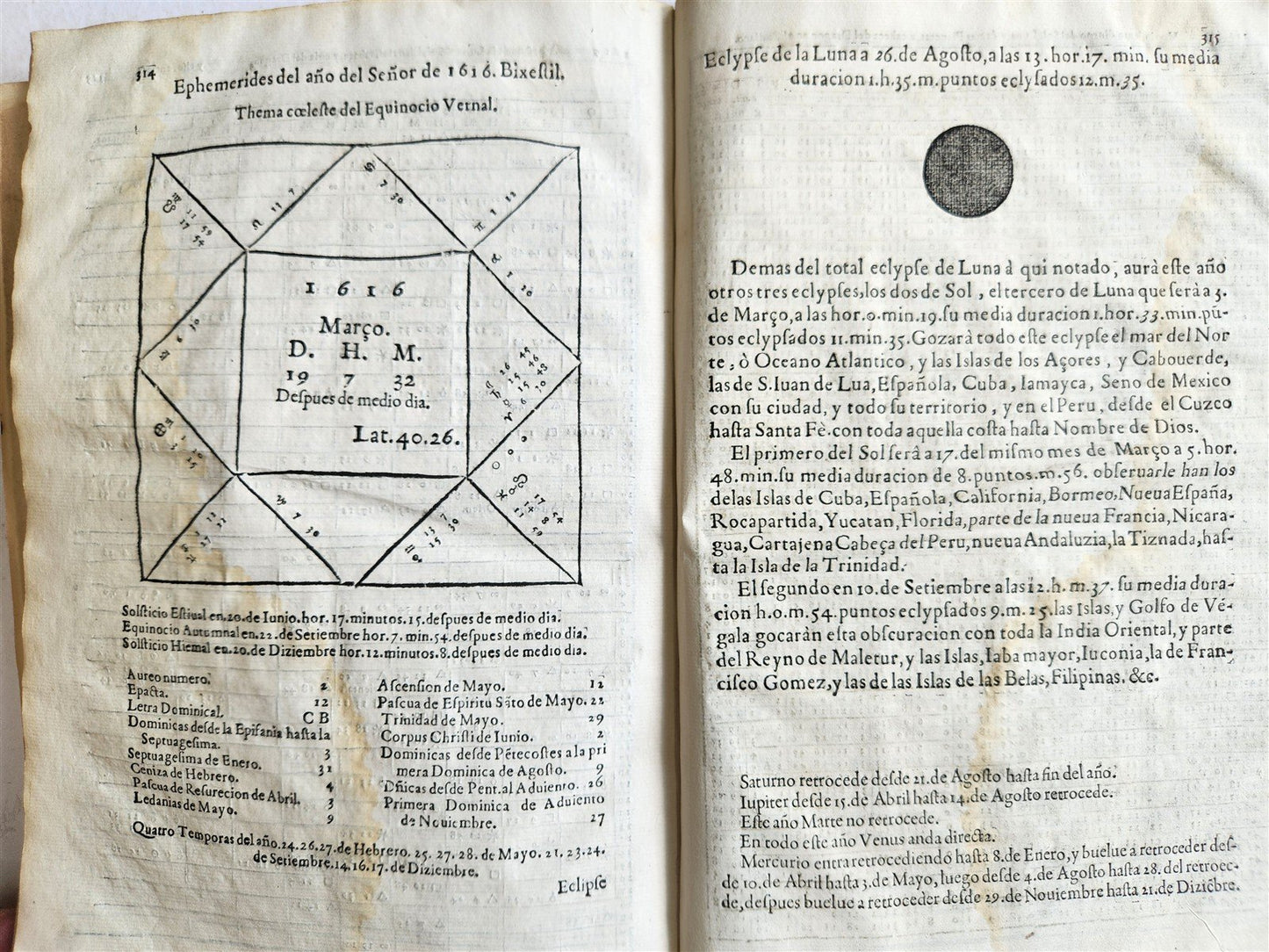 1608 Ephemerides in SPANISH Francisco de Arguello ANTIQUE astronomy astrology