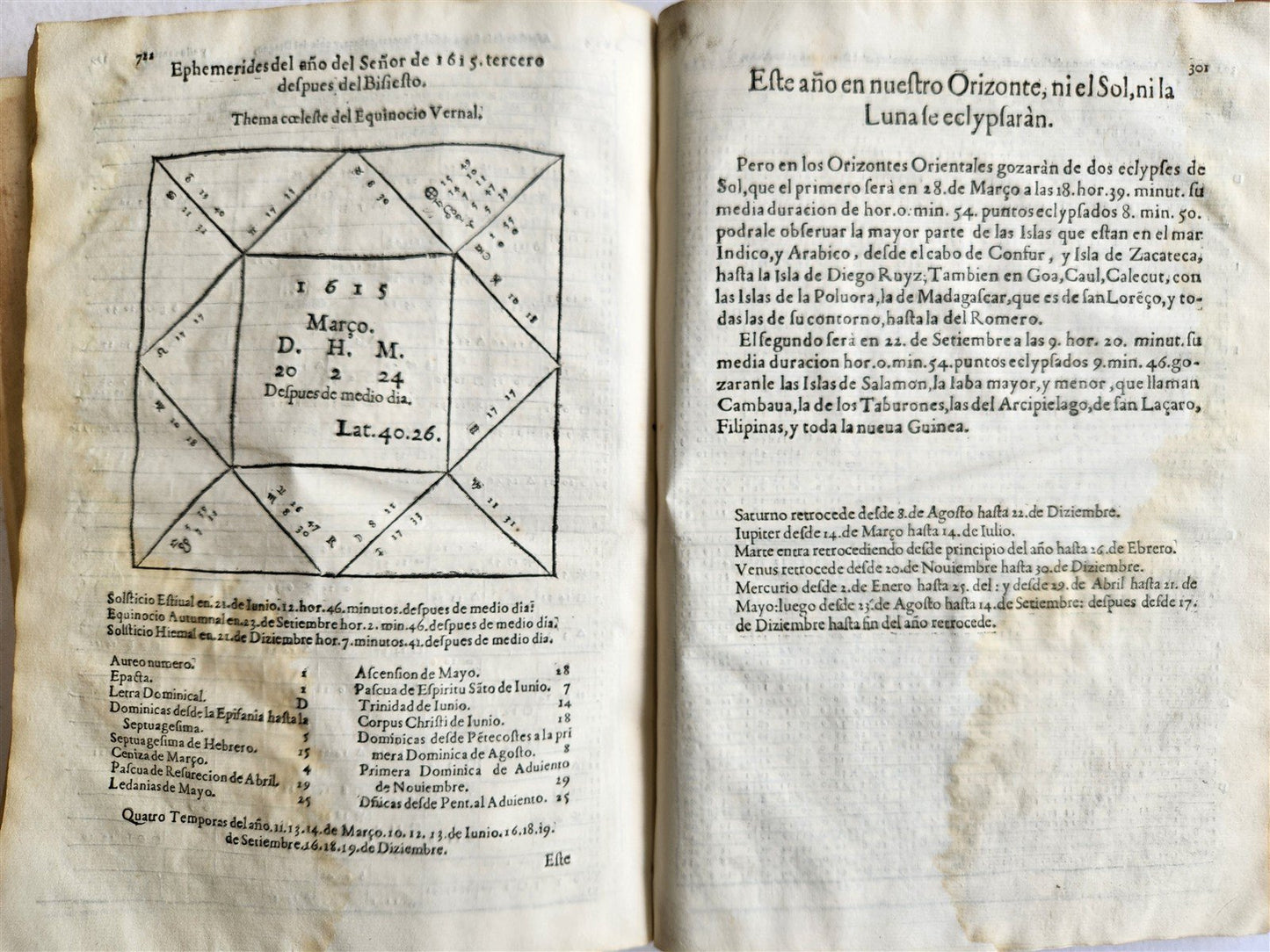 1608 Ephemerides in SPANISH Francisco de Arguello ANTIQUE astronomy astrology