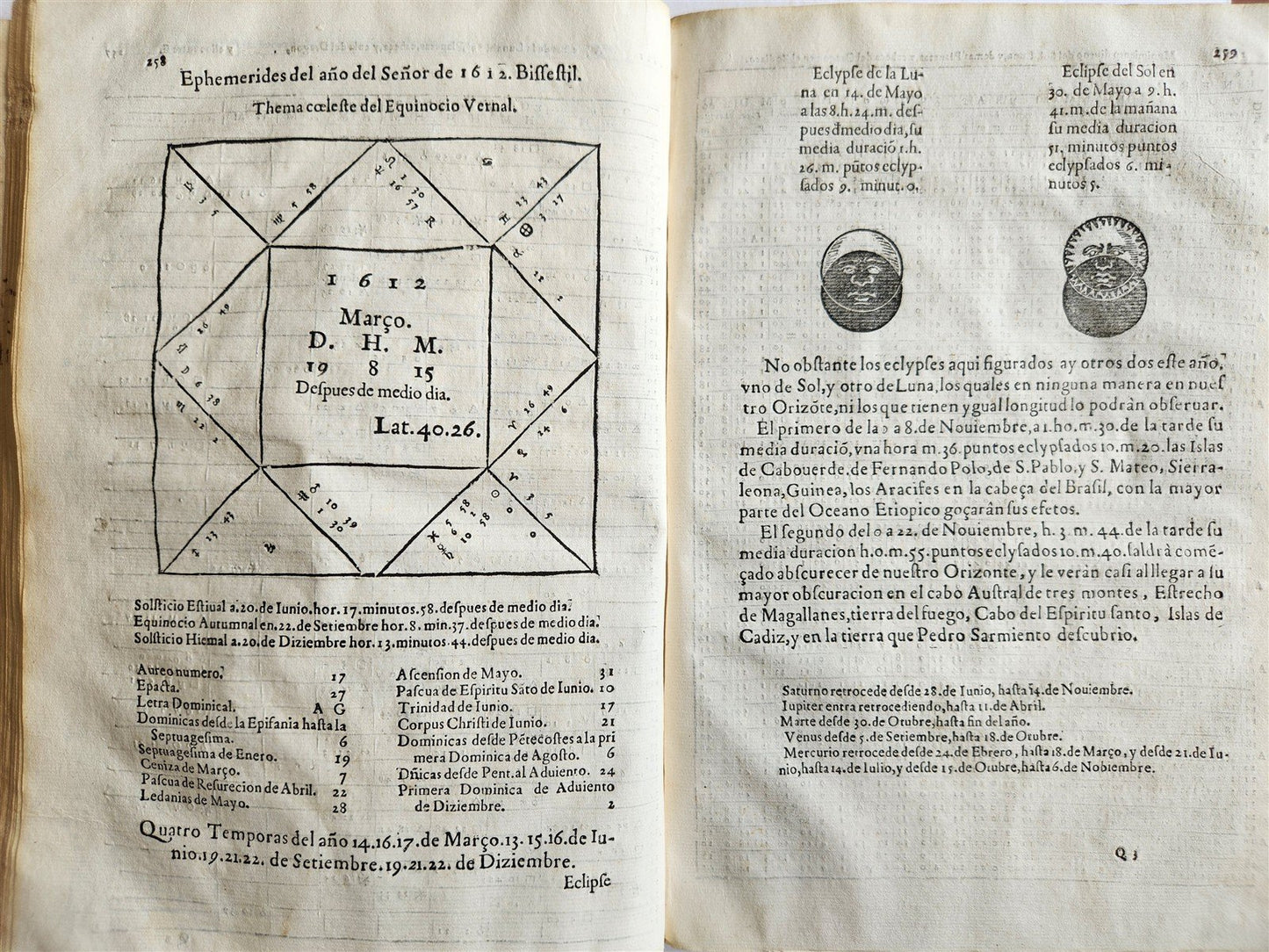 1608 Ephemerides in SPANISH Francisco de Arguello ANTIQUE astronomy astrology