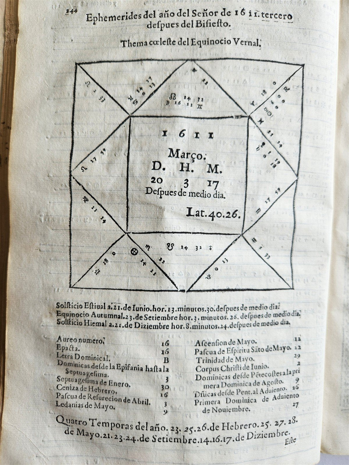 1608 Ephemerides in SPANISH Francisco de Arguello ANTIQUE astronomy astrology