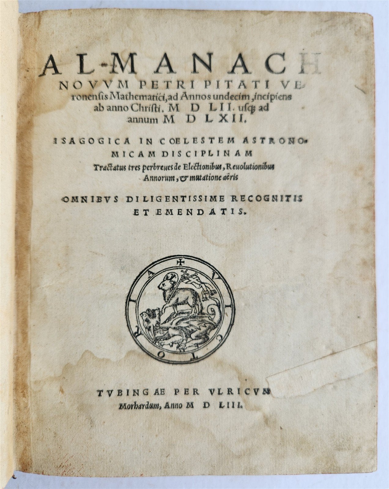 1553 Almanach Novum by Petrus Pitatus ANTIQUE astronomy astrology RARE