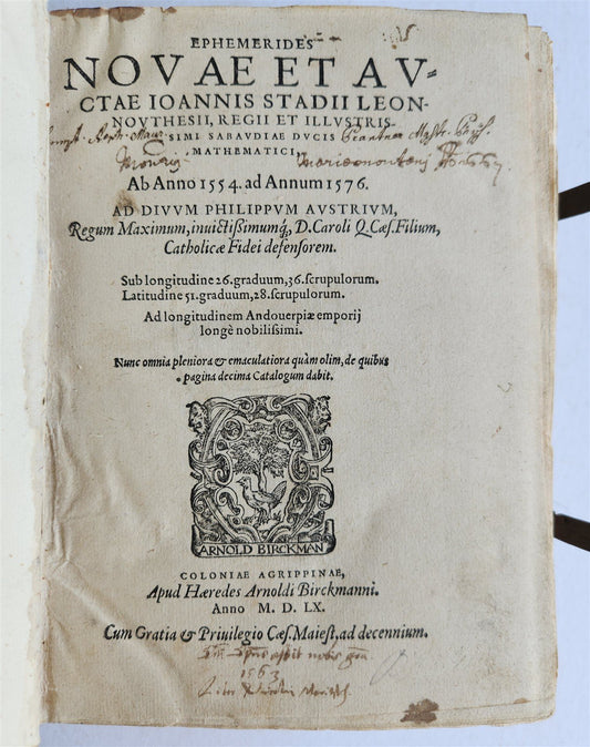 1560 Ephemerides Novae et Auctae by Joannes Stadius ANTIQUE astronomy astrology