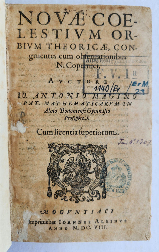 1608 ASTRONOMY aligned w/ N.COPERNICUS by G. Magini ANTIQUE illustrated
