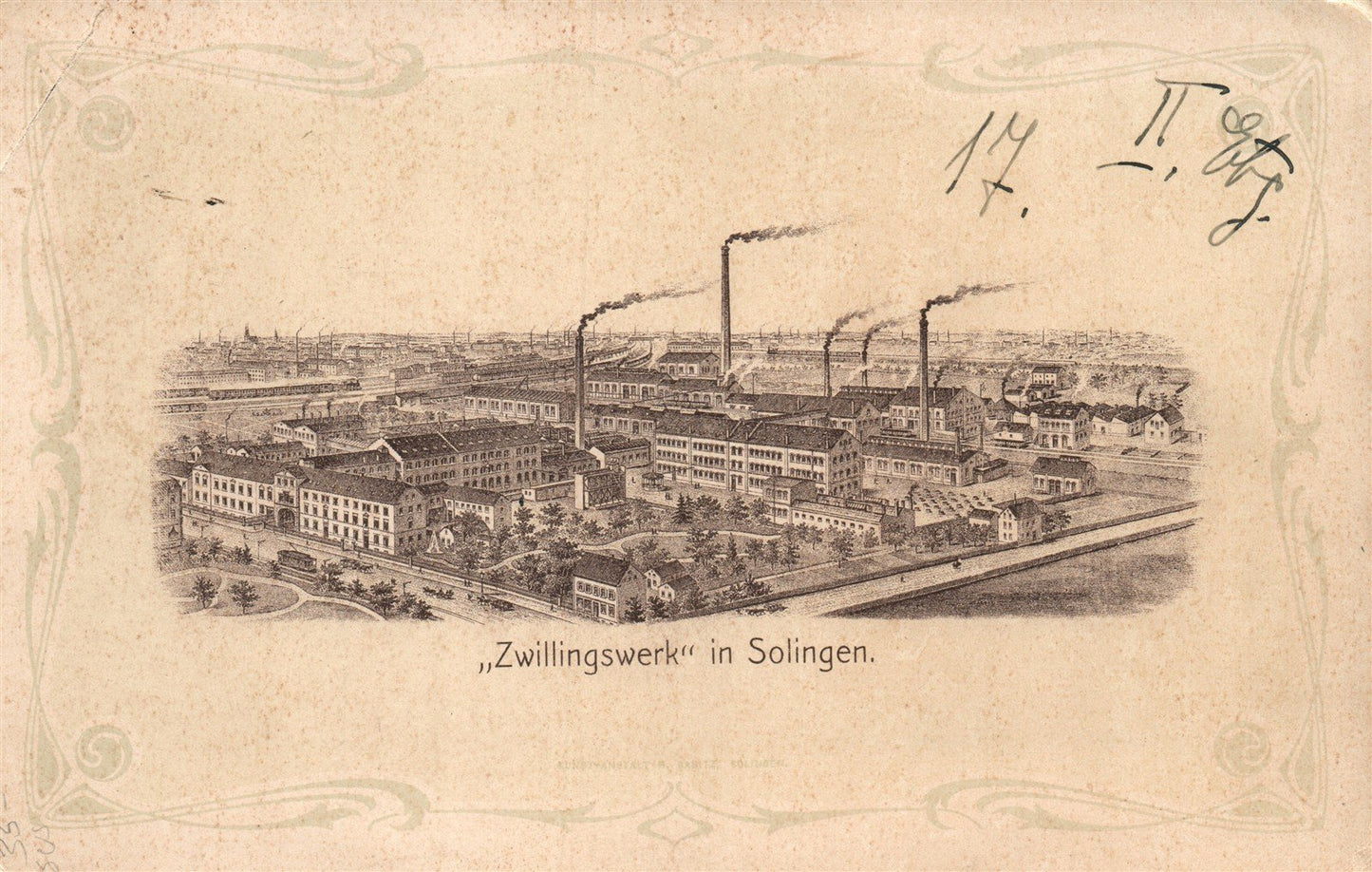 GERMANY SOLINGEN ZWILLINGSWERK ANTIQUE POSTCARD