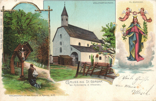 GERMANY KIRCHBERG ST.GORONA CHURCH ANTIQUE POSTCARD