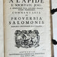 1716 COMMENTARIA in PROVERBIA SALOMONIS PIGSKIN BOUND FOLIO w/ CLASPS antique