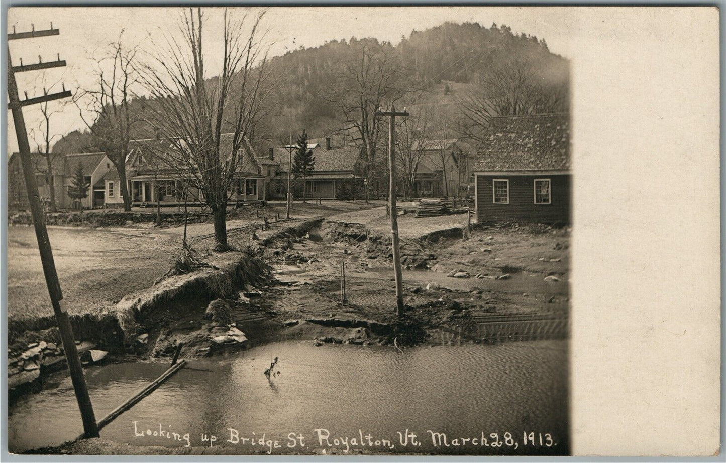 ROYALTON VT BRIDGE STREET ANTIQUE REAL PHOTO POSTCARD RPPC