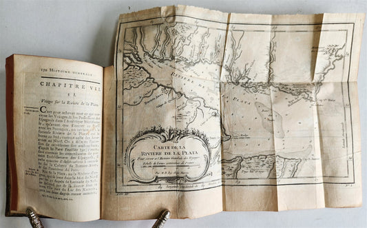 1758 HISTOIRE des VOYAGES VOL. 53 antique illustrated AMAZON RIVER - ARGENTINA