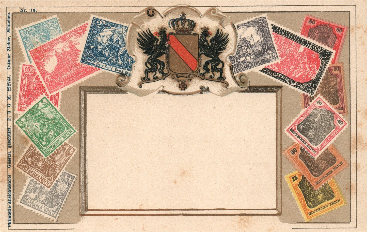 GERMAN POSTAL STAMPS ANTIQUE POSTCARD