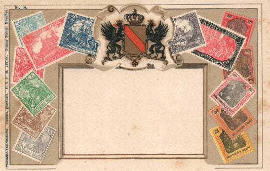 GERMAN POSTAL STAMPS ANTIQUE POSTCARD