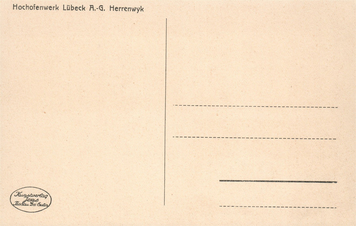 GERMANY HOCHOFENWERK LUBECK A.-G. HERRENWYK ANTIQUE POSTCARD