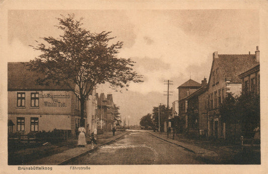 GERMANY BRUNSBUTTELKOOG FAHRSTRASSE ANTIQUE POSTCARD