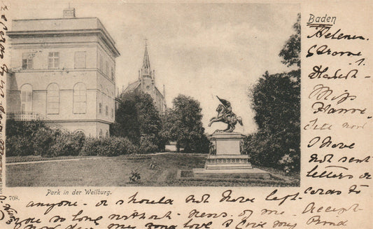 GERMANY BADEN PARK IN DER WEILBURG ANTIQUE POSTCARD
