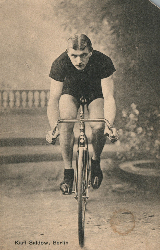 BICYCLIST KARL SADLOW GERMANY BERLIN ANTIQUE POSTCARD