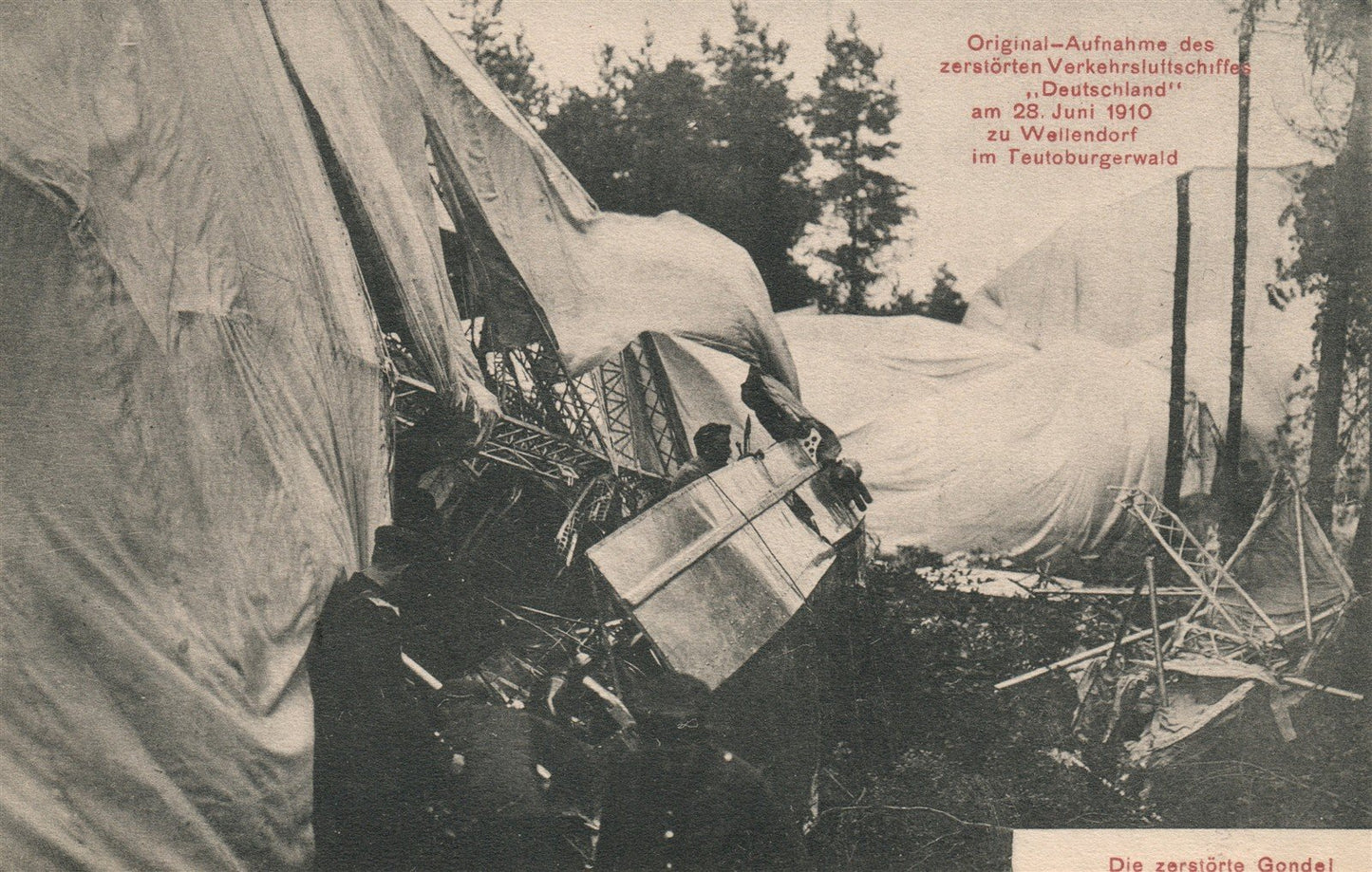 GERMANY DESTROYED AIRSHIP DEUTSCHLAND early aviation ANTIQUE POSTCARD