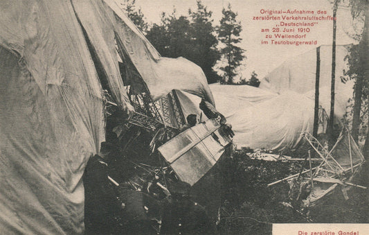 GERMANY DESTROYED AIRSHIP DEUTSCHLAND early aviation ANTIQUE POSTCARD