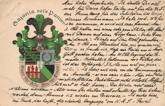 GERMAN STUDENT FRATERNITY CORPS SAXONIA BERLIN ANTIQUE POSTCARD