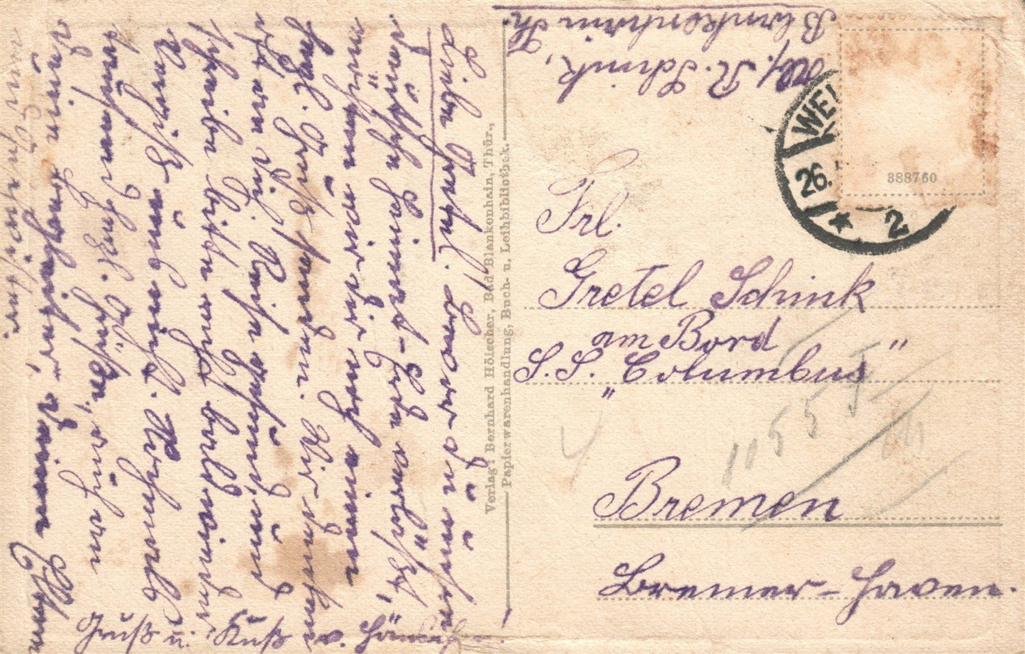 GERMANY BAD BLANKENHAIN THUR ANTIQUE POSTCARD
