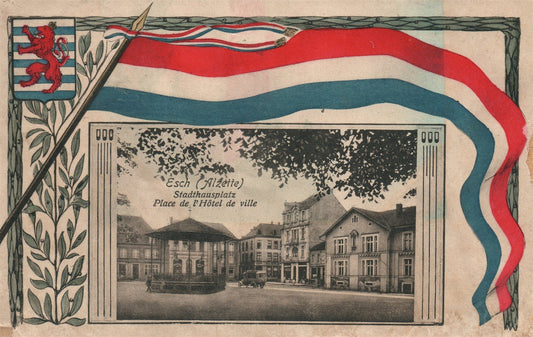 GERMANY ESCH ALZETTE STADTHAUSPLATZ PLACE DE L'HOTEL DE VILLE ANTIQUE POSTCARD