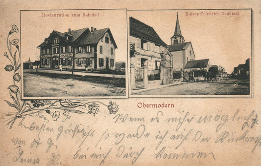 GERMANY OBERMODERN RAILROAD STATION ANTIQUE POSTCARD