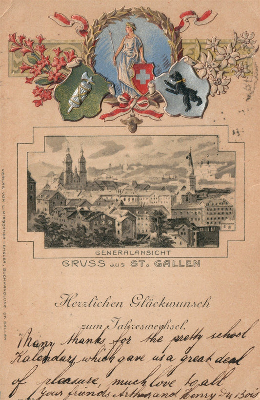 SWITZERLAND ST.GALLEN ANTIQUE POSTCARD