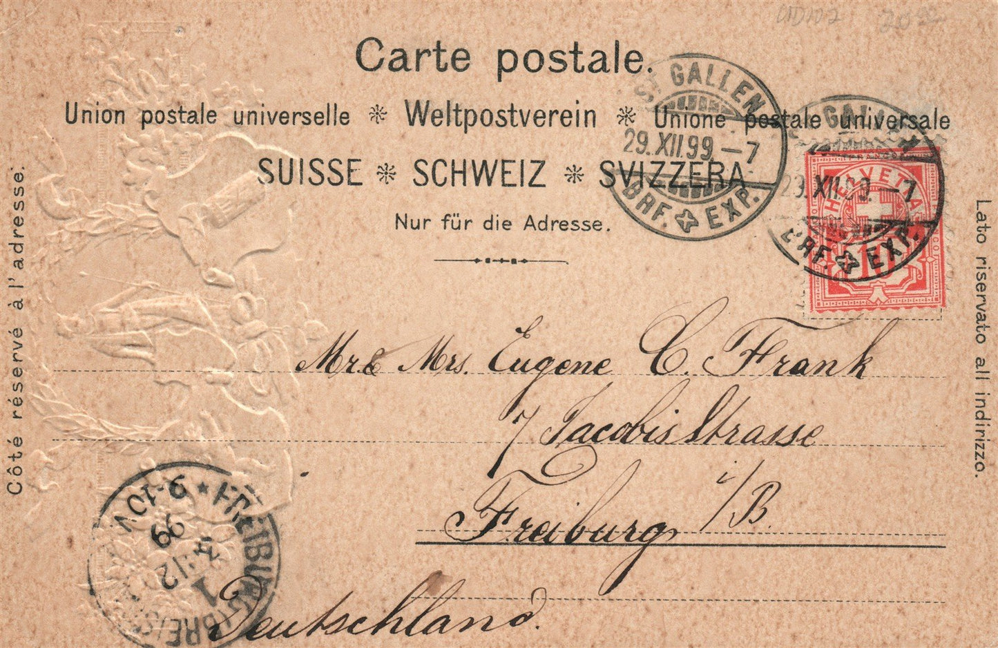 SWITZERLAND ST.GALLEN ANTIQUE POSTCARD