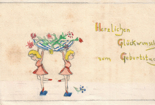 GERMAN HAND DRAWN ANTIQUE POSTCARD