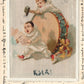 GERMANY clowns on SILK ANTIQUE POSTCARD