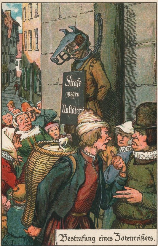 GERMAN MEDIEVAL PUNISHMENT BESTRAFUNG EINES ZOTENREISSERS ANTIQUE POSTCARD