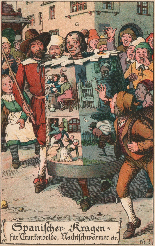 GERMAN MEDIEVAL PUNISHMENT SPANISH COLLAR ANTIQUE POSTCARD by ADOLF JODOLFI