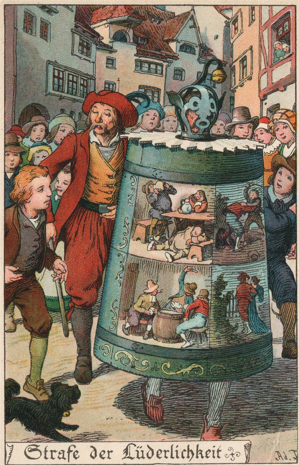 GERMAN MEDIEVAL PUNISHMENT of VANITY ANTIQUE POSTCARD by ADOLF JODOLFI