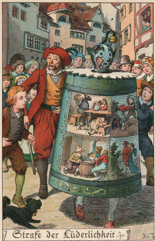 GERMAN MEDIEVAL PUNISHMENT of VANITY ANTIQUE POSTCARD by ADOLF JODOLFI