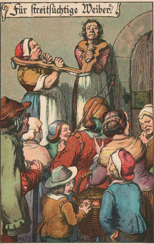 GERMAN MEDIEVAL PUNISHMENT for QUARRELSOME WIVES ANTIQUE POSTCARD by A. JODOLFI