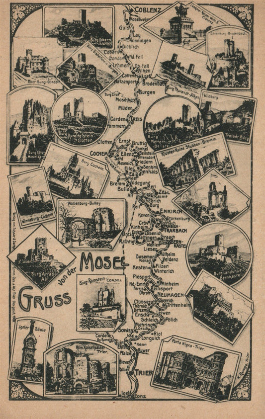 GERMANY GRUSS VON DER MOSEL ANTIQUE POSTCARD