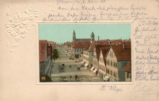 GERMANY WURTTEMBERG GOPPINGEN HAUPTSTRASSE ANTIQUE POSTCARD